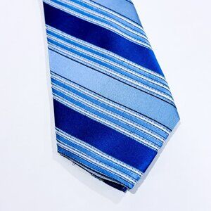 DANIEL HECHTER Blue Striped Silk Tie | Classic Office Formal Style *